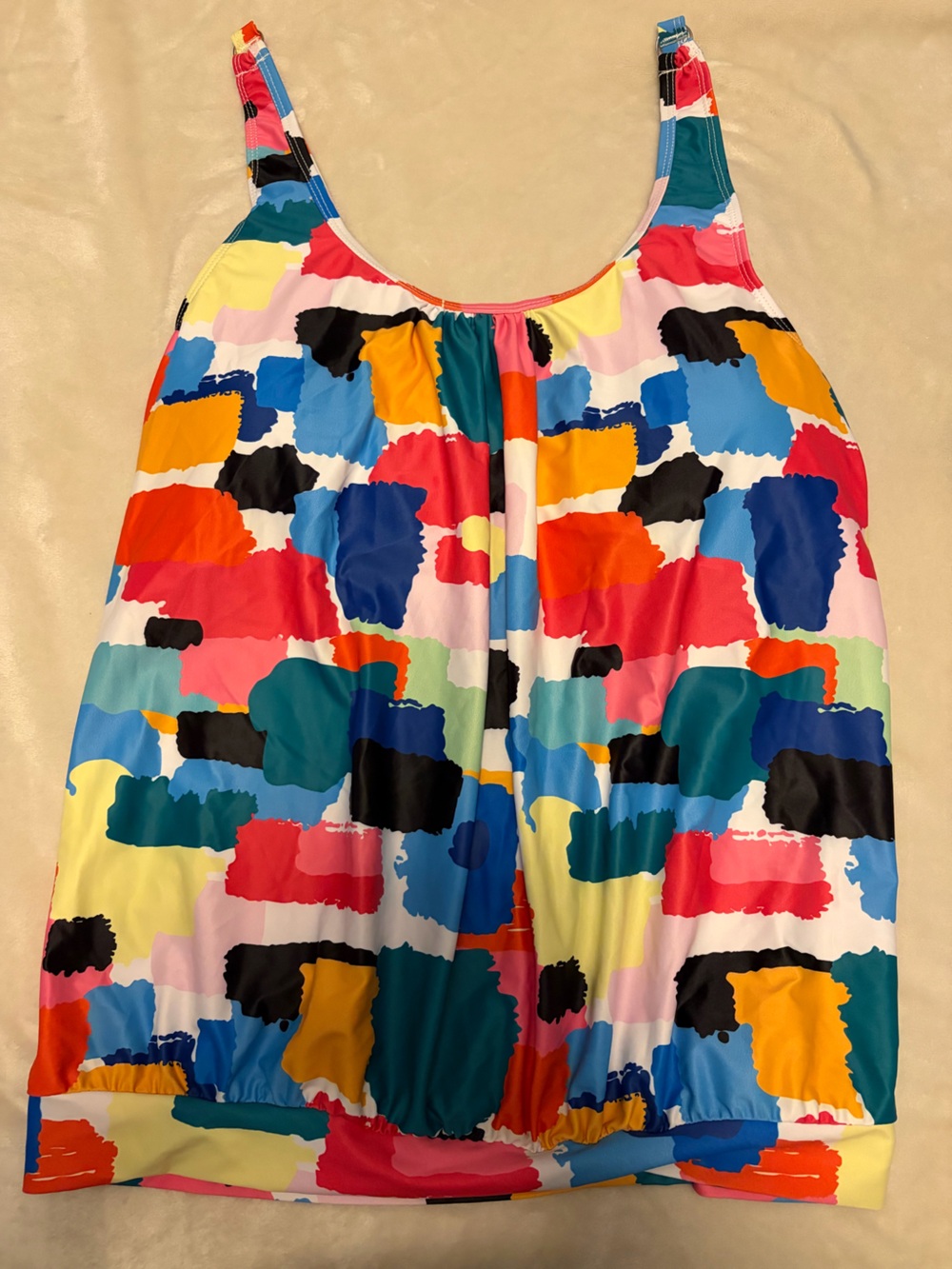 Colorful Abstract Print Swim Tankini Top